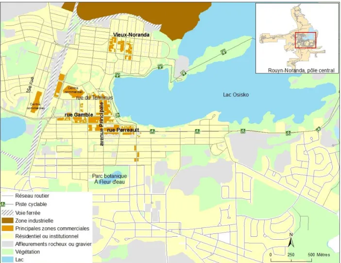 Figure 3.2 : Carte de l’occupation du sol du centre-ville de Rouyn-Noranda 