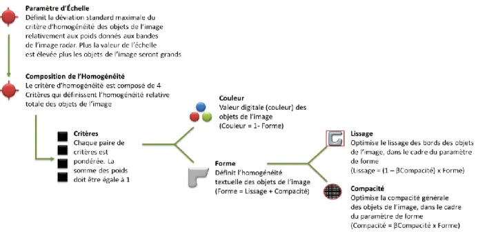 Figure  3.3:  Diagramme  conceptuel  de  l’algorithme  de  segmentation  multi-résolution  du  logiciel  eCognition  Developer 8 (traduit de Definiens AG (2011)) 
