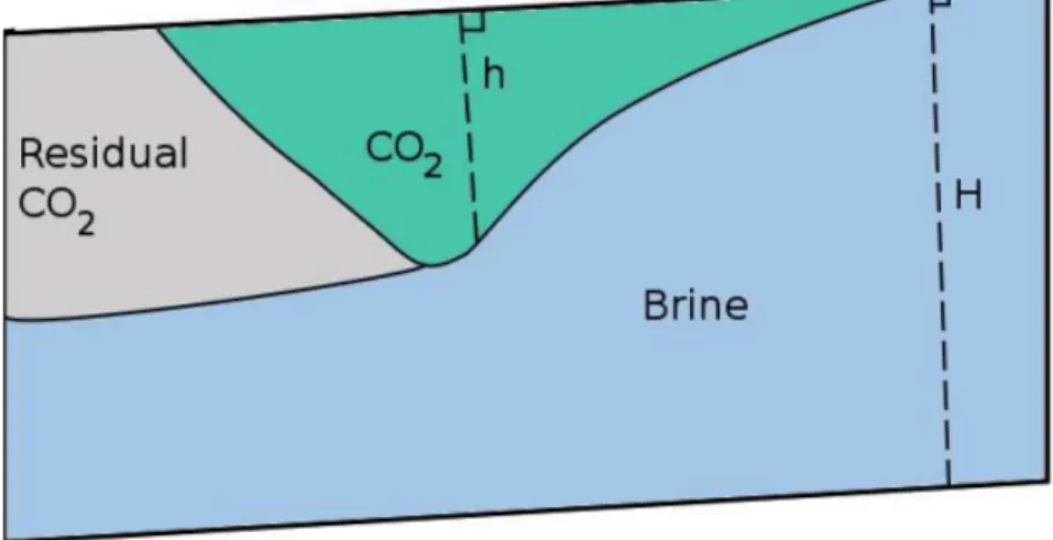 Figure 2.4 – Illustration du panache de CO 2 assumé dans les modèles à équilibre vertical (VE), d’après Ligaarden &amp;