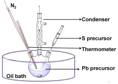 Figure 2.2  Schematic illustration of the air-free reaction setup for synthesizing QDs