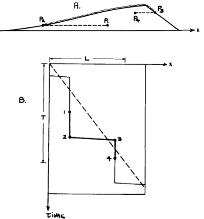 Figure  15.  (A), schématisation  du déplacement  d'un grain obtenu par la méthode  du traceur radioactif
