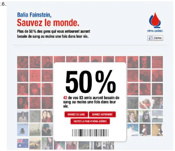 Figure 2.5 : Capture d'écran d'une campagne de sensibilisation d'Héma-Québec  (Source : 