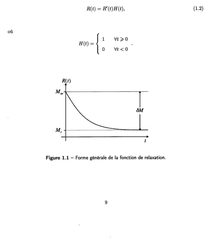 Figure  1.1 - Forme  générale  de  la  fonction  de  relaxation. 