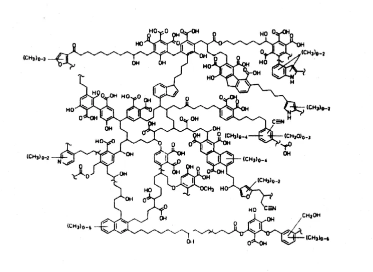 Figure 2.  Representation of a proposed molecular structure for humic substances (fram Schulten and  Schnitzer 1997)  2 /  Structure moléculaire probable de la substance humique (tiré de 