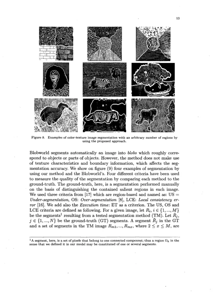 Figure 8. Examples of color-texture image segmentation with an arbitrary number of regions by  using  t h e proposed approach