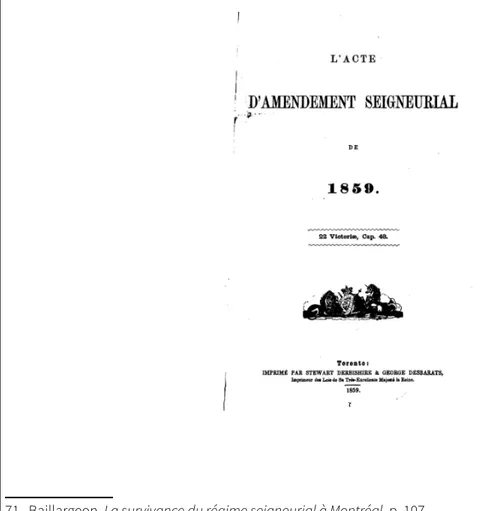 Illustration 1 – L’acte d’amendement seigneurial de 1859