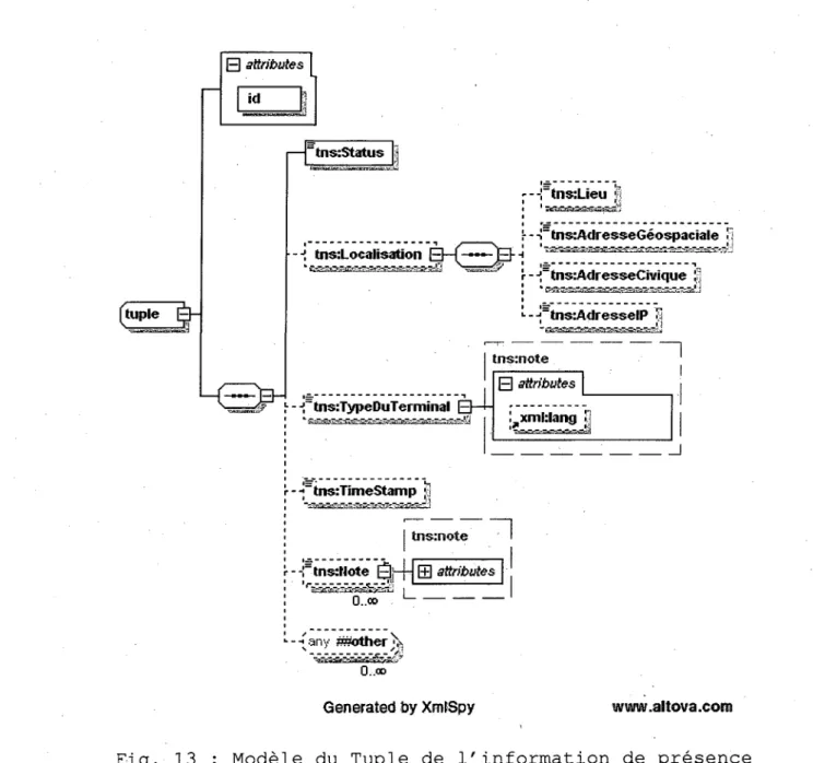 Fig. 13 : Modele du Tuple de I'information de presence  Les deux figures 12 et 13 presentent le modele de I'information de presence