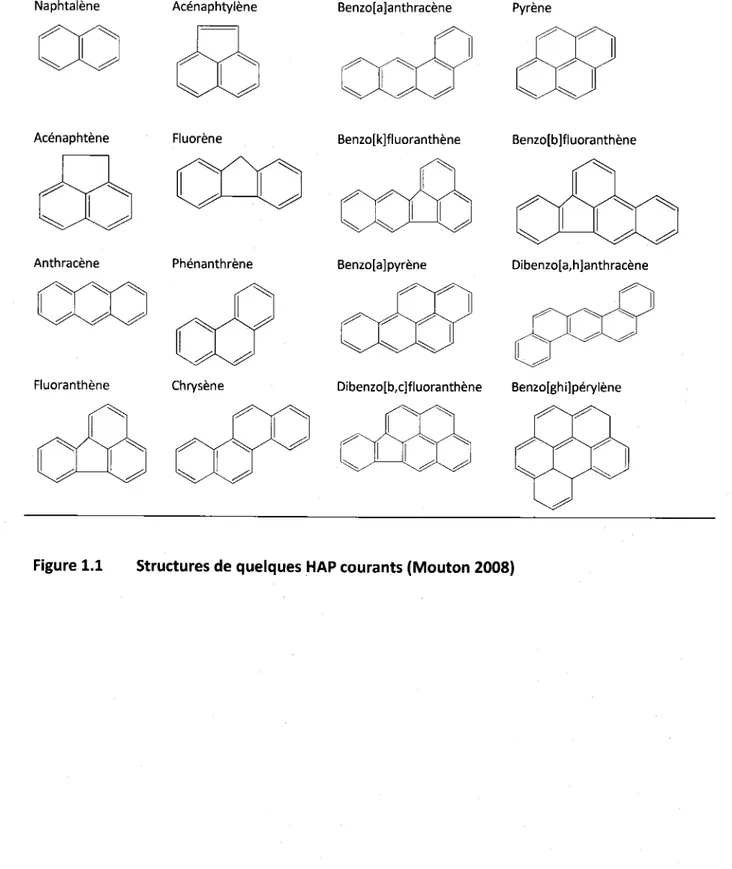 Figure  1.1  Structures  de quelques  HAP courants  (Mouton 2008)