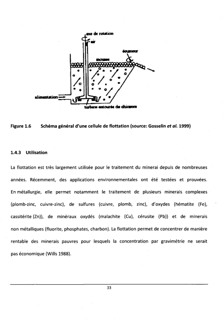 Figure  1.6  Schéma  général  d'une cellule  de flottation (source:  Gosselin  et ol. L9991