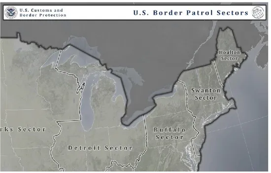 Figure 2.4 Secteurs du U.S. Border Patrol