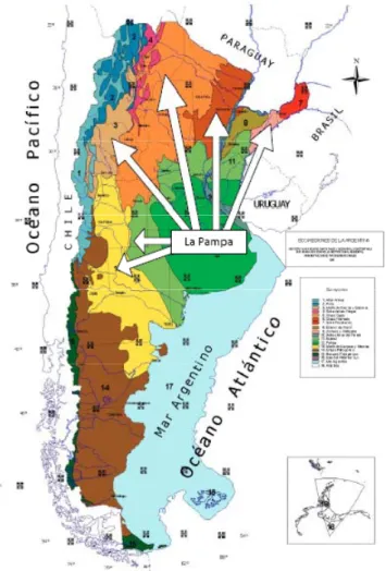 Figure 2.2  La Pampa et les écorégions de l’Argentine : l’expansion du modèle  transgénique