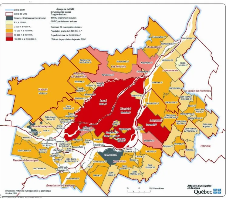 Figure 1 : Territoire de la CMM 