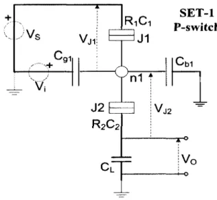 Figure 3.7  The p-switch, circuit to calculate the tunnel junction voltage. 