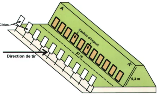 Figure 1.2. Représentation schématique en 3-D d'une butte d'arrêt  de site de tir.