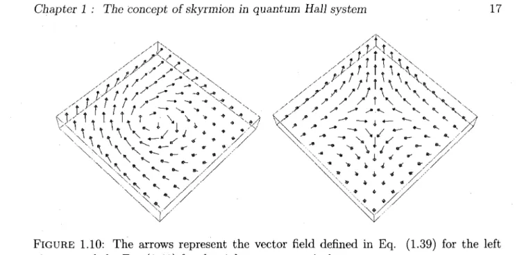 FIGURE  1.10: The arrows represent the vector field defined in Eq. (1.39) for the left  picture, and the Eq