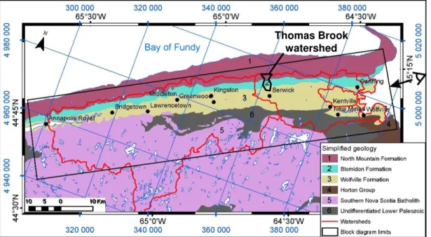 Figure 2.3.  Bedrock geological map of the Valley (Rivard et al., 2005). 