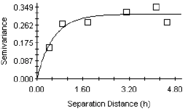 Figure 4-3  Experimental semivariogram of July 1996 used to krige in PCA space. 