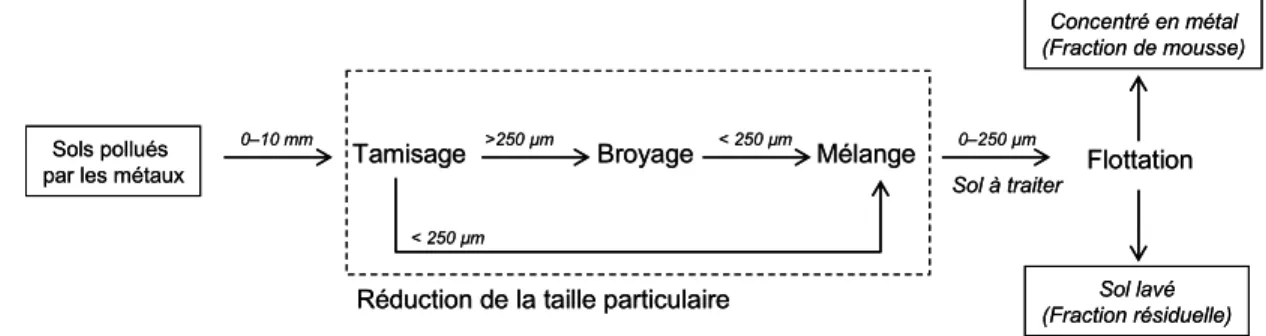 Figure 10. Schéma de principe du lavage de sol utilisé pour enlever les métaux  
