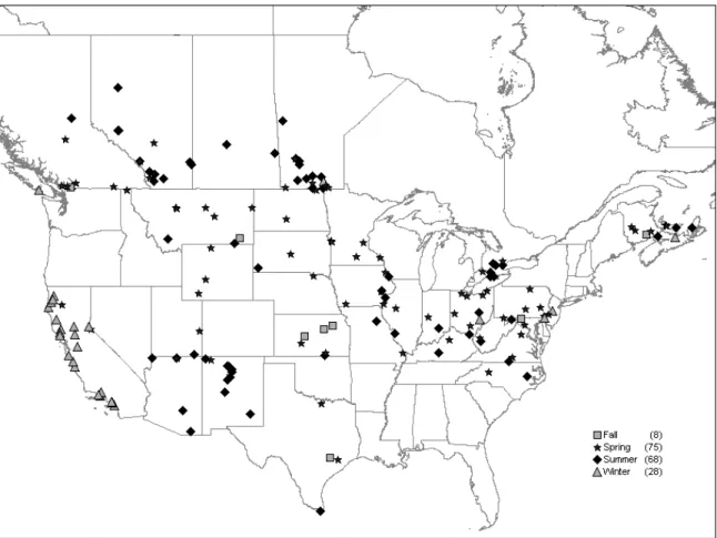 Fig. 4.6: Season of maximal occurrence of annual maximum SSC 
