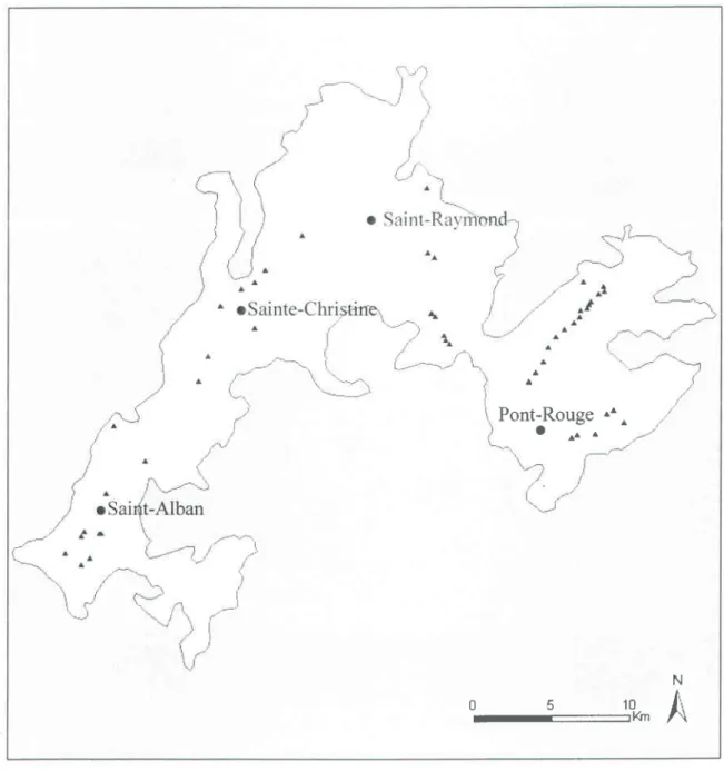 Figure 2-10.  Localisation des points de prélèvement sur le bassin de Portneuf