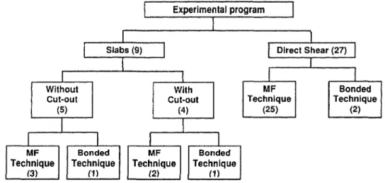 Figure 3.1: Description of the experimental program and the number of specimens 