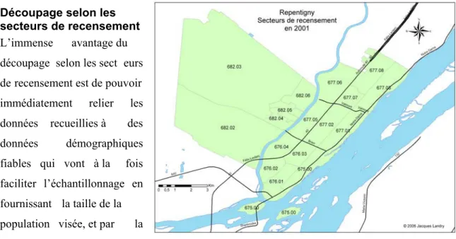 Figure 12 Secteurs de recensement de Repentigny en 2001 