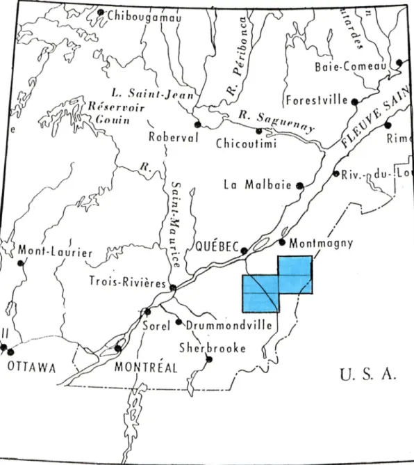 Figure 1 -  La région d'étude, un secteur de la Beauce, Québec