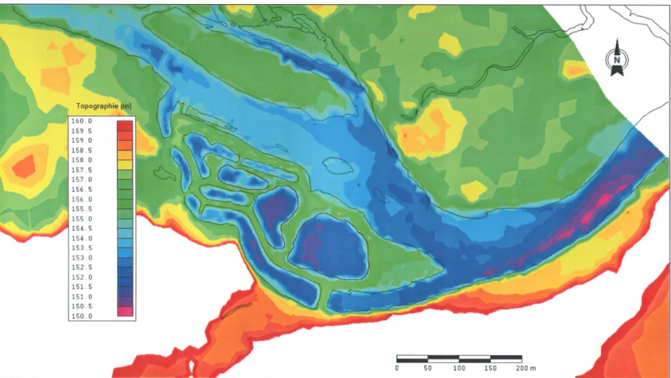 Figure  13 : Topographie  du secteur  des llets de la rivière Montmorency  - Mise à jour de 2005 d'après Géolocation