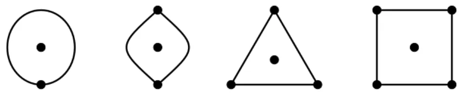 Figure 1 – Exemples de n-gones à une ponction P • n lorsque 1 ≤ n ≤ 4. L’ap- L’ap-parence de la frontière est personnalisable.