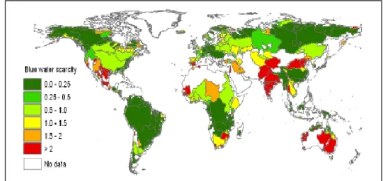 Figure 1.2   Disponibilité de l’eau dans le monde, moyenne annuelle pour la période 1996-2005