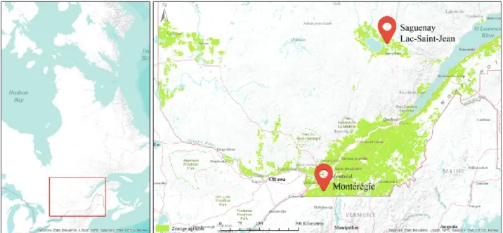 Figure 10 : Localisation des deux sites d'études du projet de recherche. 