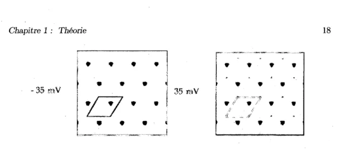 FIGURE 1.8 - Simulation de densite d'etats locale pour deux energies opposees dans le  NbSe2