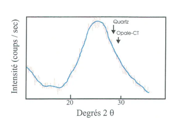 Figure 6. Spectre de diffraction des rayons-X d'une pellicule de  silice provenant du site Nisula