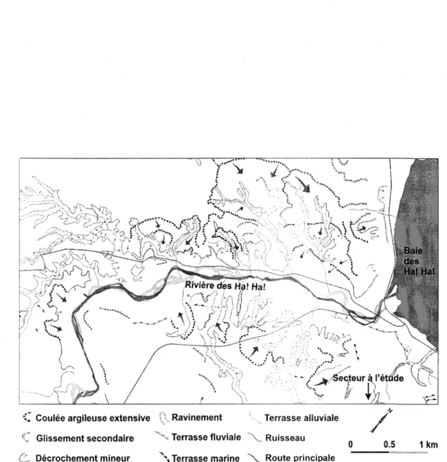 Figure 5 : Géomorphologie  du site de La Baie et localisation du secteur  à l'étude.
