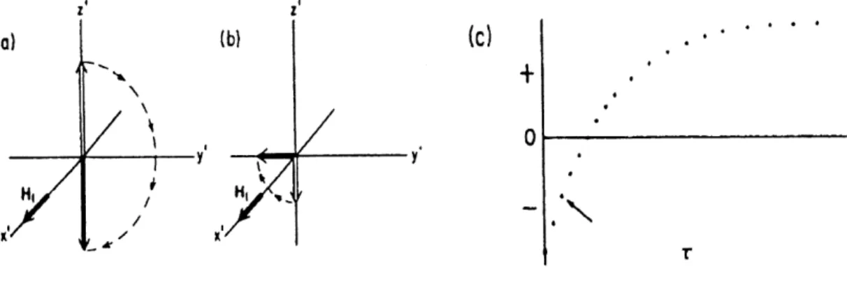 Figure 11. Determination ofTi by the inversion-recovery method, (a) M is inverted by 180° pulse at time 0