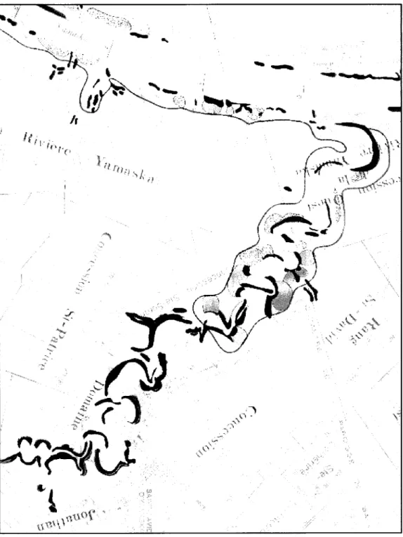 Figure  2.5  :  Zones  exposées  aux  mouvements  de  terrain;  région  de  la rivière  Yamaska