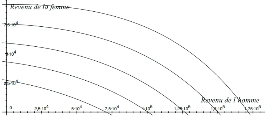 Figure 3 – Courbes d’iso-d´ epenses pour le logement en 2009