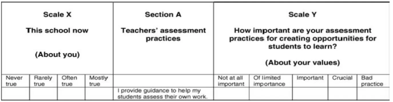 Figure 5. James and Pedder’s (2006) dual scale format questionnaire (James &amp; Pedder, 2006, p