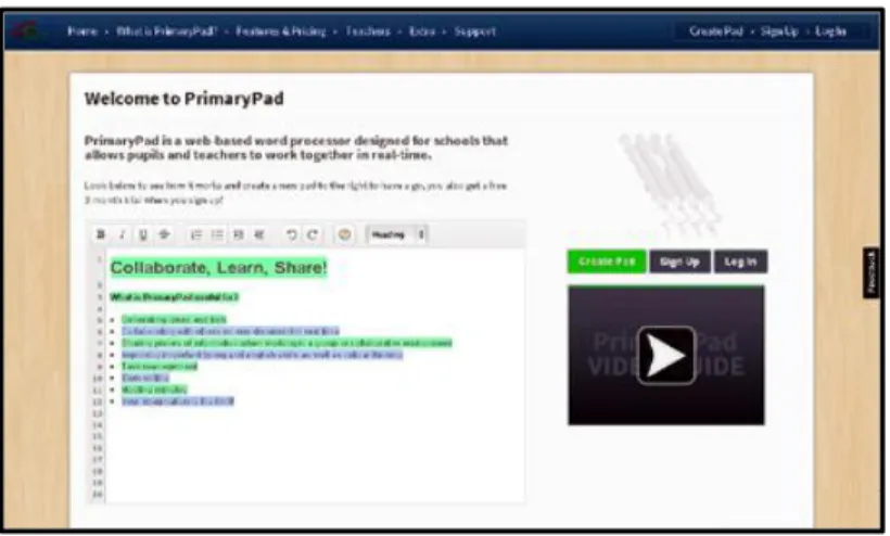 Figure 4 - The PrimaryPad Tool Interface - Home Page 