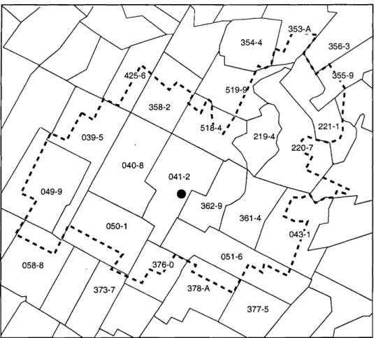 Fig. 3.5  -  Délimitation de la zone centrale selon les AGEBS et de la ZMH 