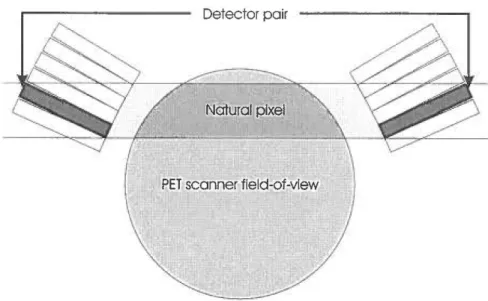 Figure 4.  Natural pixel defined as an  intersection  of the  tube-of-response shown  in  the  previous figure and the PET scanner field-of-view