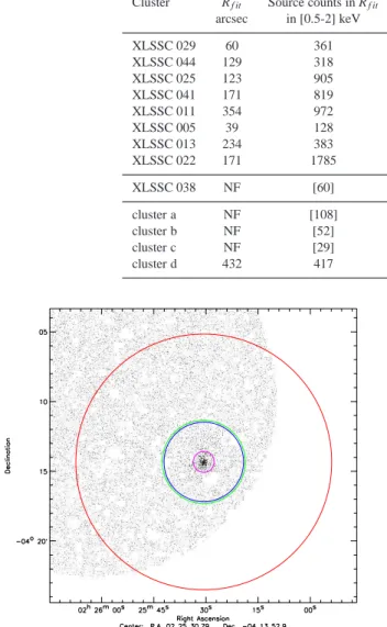 Figure 3. An example of the spatial and spectral analysis regions applied to cluster XLSSC 041