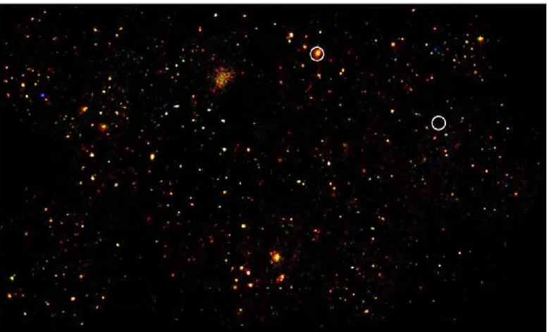 Fig. 3.— First view of the deep X-ray sky on large scales. Image obtained combining the first 15 XMM-LSS fields mosaiced in true X-ray colours: red [0.3-1.0] keV, green [1.0-2.5] keV, blue [2.5-10.0] keV