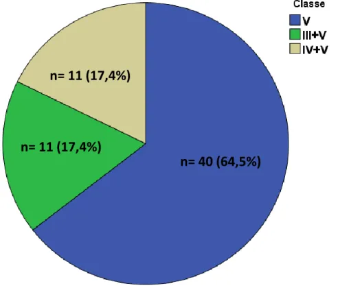 Figure 1 : répartition des différentes classes de néphropathie lupique 