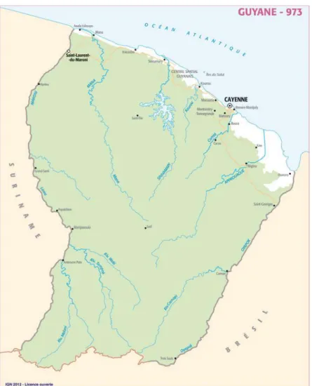 Figure 4 : Guyane Française. Source: IGN, 2012 