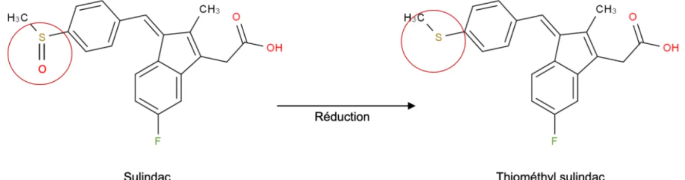 Figure 5 - Réduction et activation du sulindac 