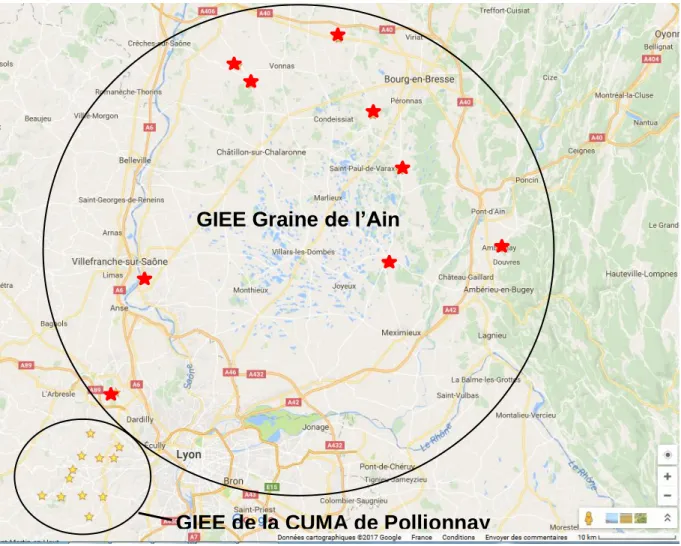 Figure 1: Localisation des deux collectifs étudiés 