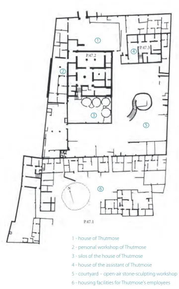 Fig. 3: panorama view of the site of the house of  the sculptor Thutmose. Photograph A