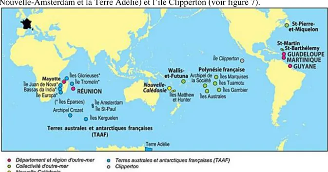 Figure 7 : carte de l’outre-mer français (source : lultramarin.com).