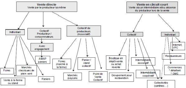 Figure 5 : Diversité des circuits courts de commercialisation  (Chiffoleau 2013) 